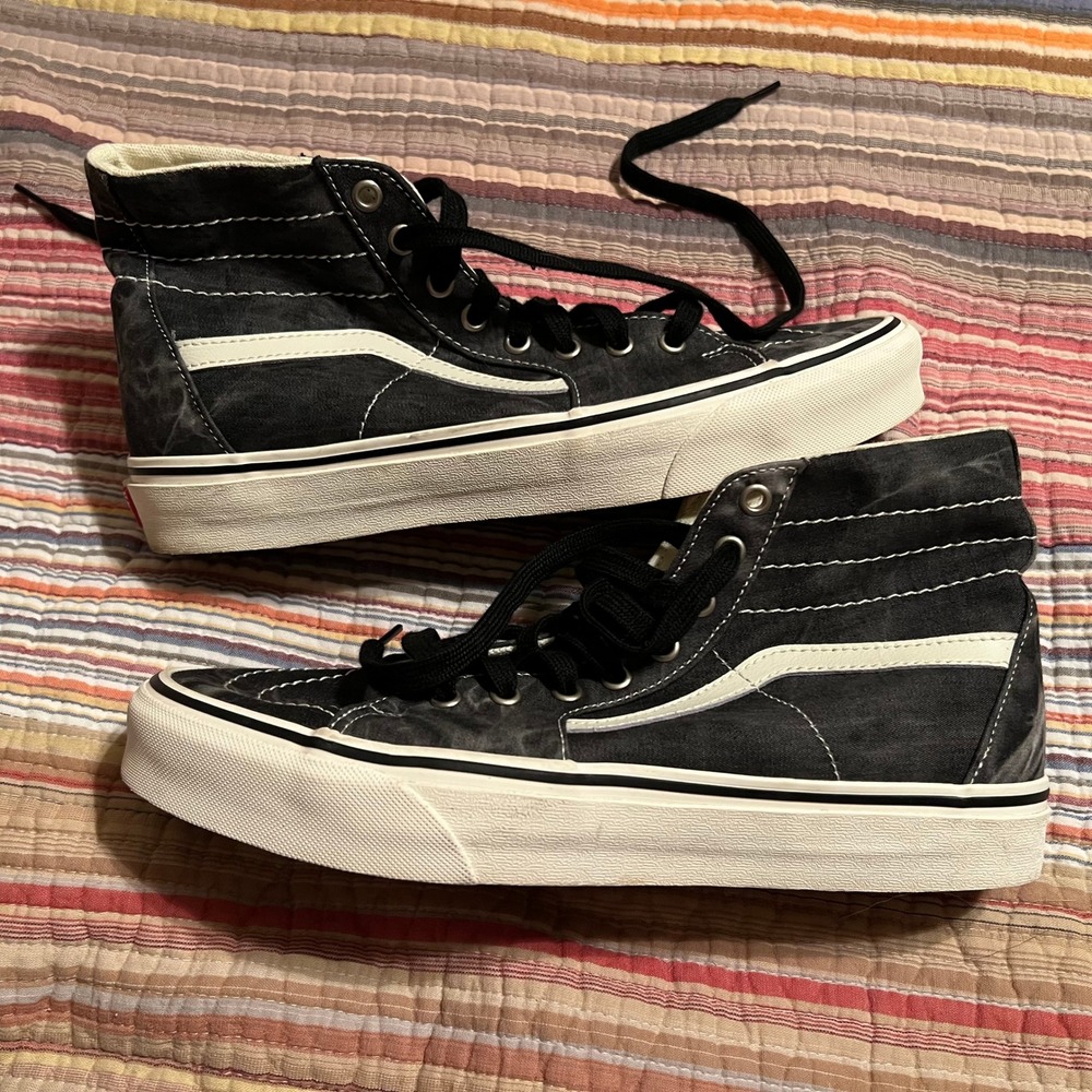 Vans Sk8-Hi High Top Sneakers Black Gray Tie Dye Mens Size 9.5